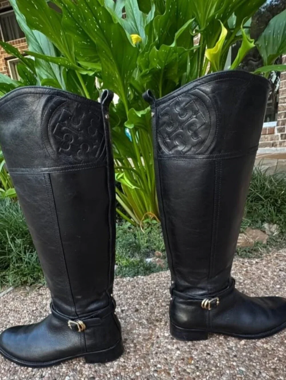 Tory Burch Black Leather Riding Boots
